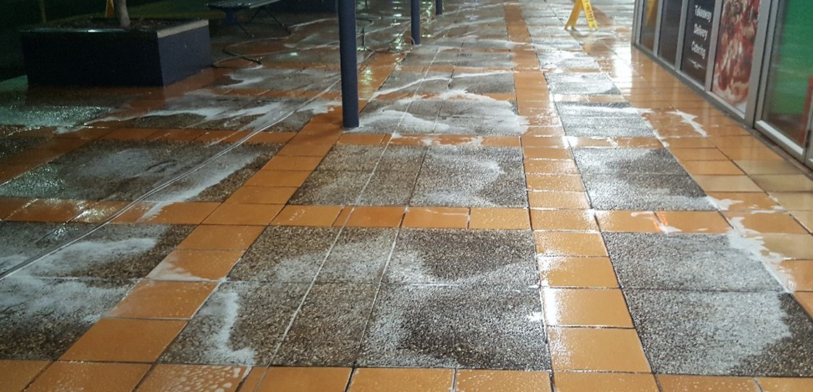 Shopping centre concrete cleaning